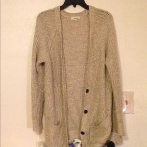 Oatmeal colored knit cardigan